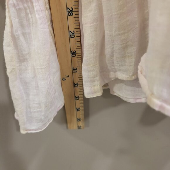 Free People Womens Subtle Plaid White Neon Orange Embroidered V Neck Dress Small - Picture 6 of 6